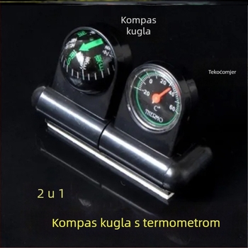 Unutarnji termometar i kompas za auto, 2-u-1, metalna konstrukcija