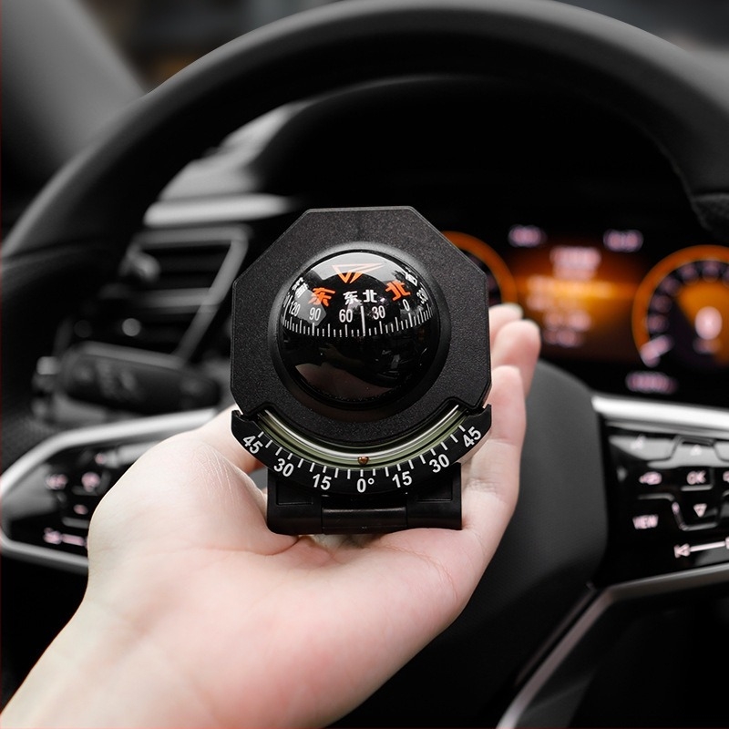Automobilski kompas s inclinometrom, prijenosni, svjetleći, metalni