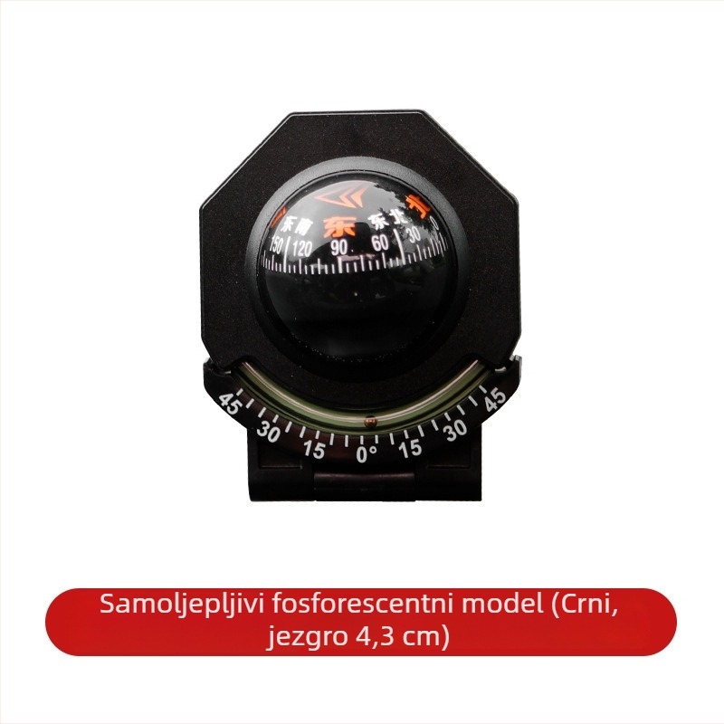 Automobilski kompas s inclinometrom, prijenosni, svjetleći, metalni
