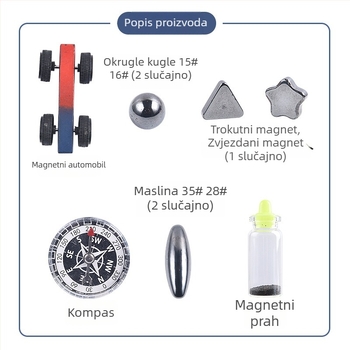 Skup magnetskih znanstvenih eksperimenata s kompasom — edukativna igračka za učenike, razvoj inteligencije, praktične vještine i koordinacija ruka-oko (7–14 godina)