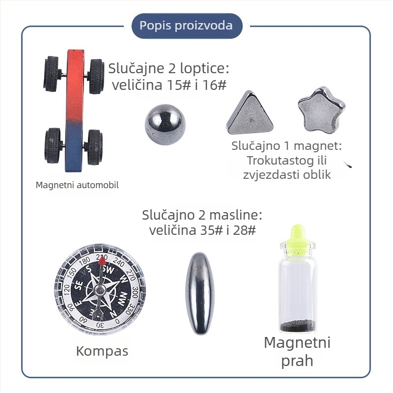 Set znanstvenih eksperimenata s magnetom i kompasom — obrazovna fizička igračka, interaktivno učenje za 7–14 godina