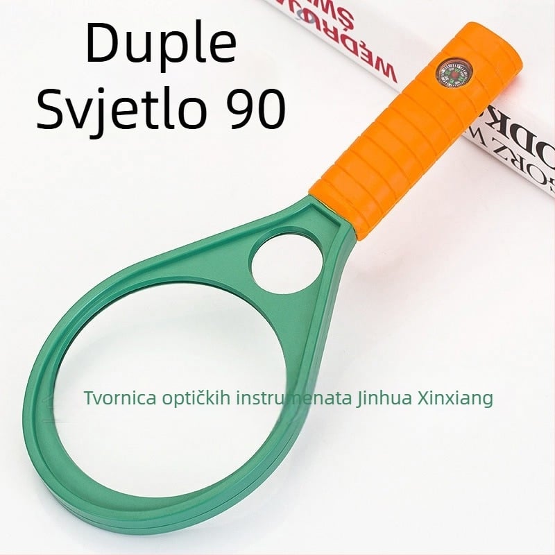 Lupa s dvije leće 90 mm s kompasom, plastični dizajn teniske rekete