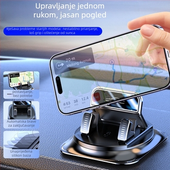 Držač za mobitel u automobilu za ploču instrumenta, 360° rotacija, ljepilni nosač, univerzalna kompatibilnost, minimalistički dizajn