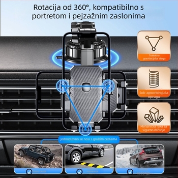 Držač za telefon u automobilu s usisnim nosačem za ploču instrumenata — univerzalni, prilagodljiv