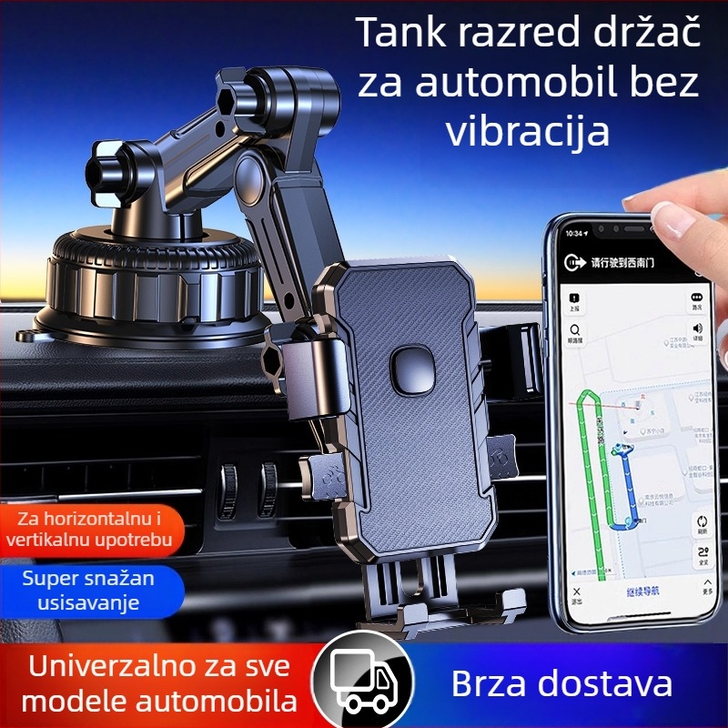Držač za telefon u automobilu s usisnim nosačem za ploču instrumenata — univerzalni, prilagodljiv
