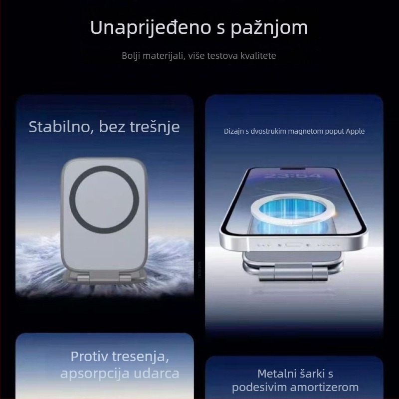 Držač za mobitel, ultra tanak, sklopiv, magnetsko prianjanje, za automobilni dash (univerzalni model, plastika, protiv vibracija)
