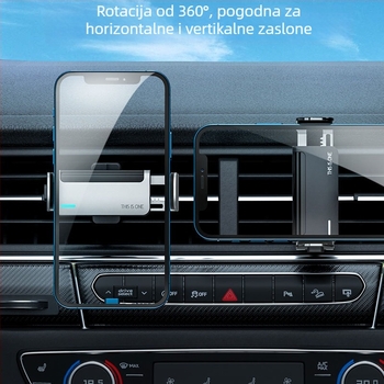 Držač za mobitel u automobilu s električnim stezanjem, pričvršćivanje na usisnik zraka, ABS + aluminijska legura