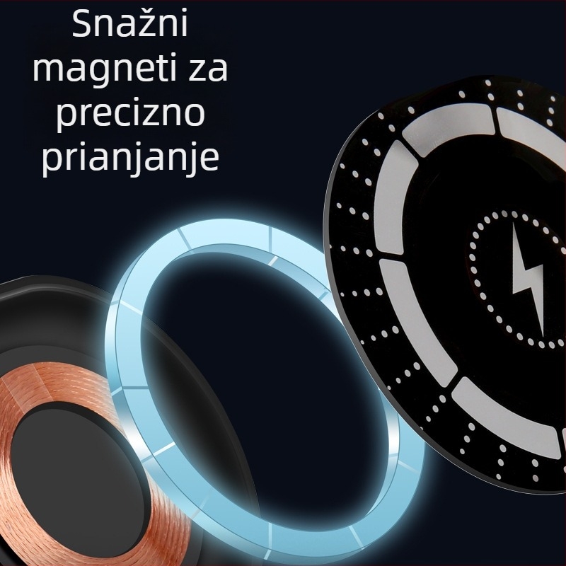 Magnetni držač telefona za automobil s bežičnim punjenjem, na otvoru za ventilaciju, 15W brzo punjenje