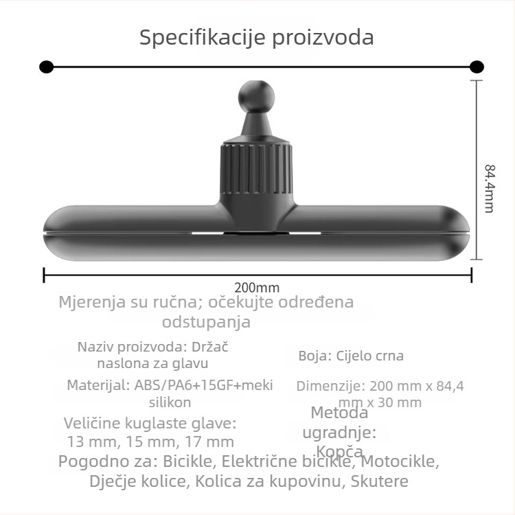 Držač za telefon za stražnju naslonjaču automobila, protuklizni i otporan na udarce, univerzalni