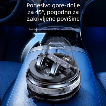 Držač za telefon u automobilu s rotirajućom glavom, vakuumsko pričvršćivanje, anti-slip podloga za ploču, ABS materijal