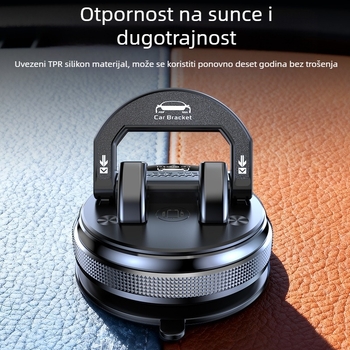 Držač za telefon u automobilu s rotirajućom glavom, vakuumsko pričvršćivanje, anti-slip podloga za ploču, ABS materijal
