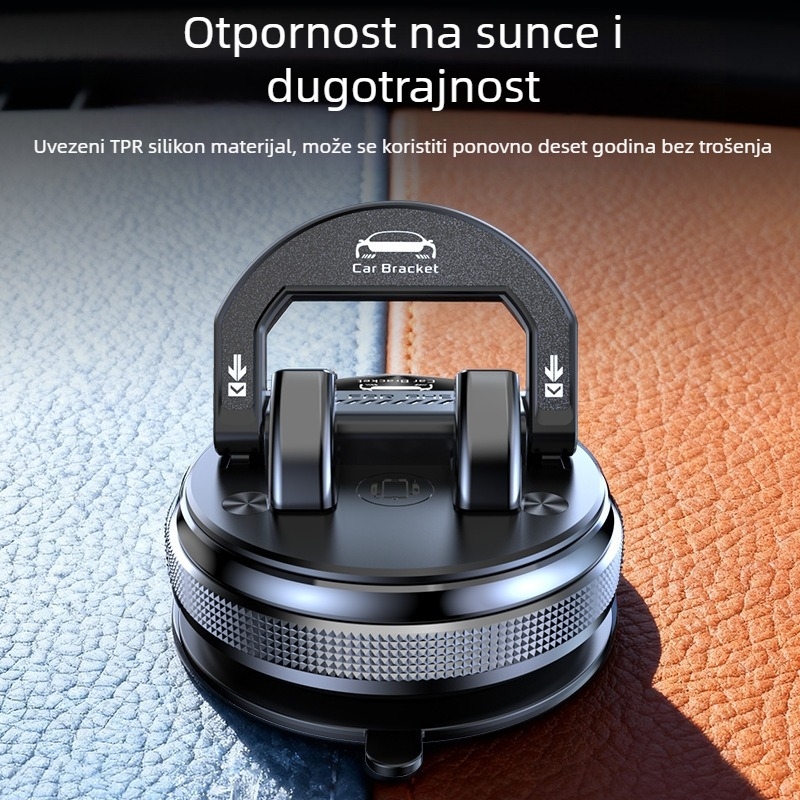Držač za telefon u automobilu s rotirajućom glavom, vakuumsko pričvršćivanje, anti-slip podloga za ploču, ABS materijal