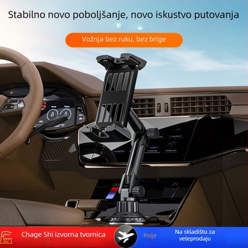 Auto držač za telefon i tablet — univerzalni držač za navigaciju iPad, Snap-on ugradnja, prilagođen za držač čaše u središnjoj konzoli, prednje putničko sjedalo