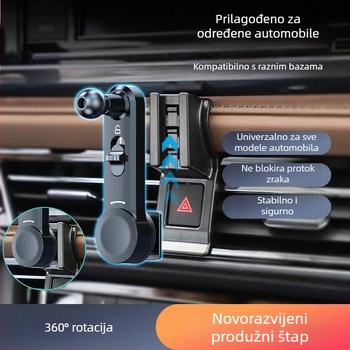Držač za telefon za otvor ventilacije automobila s produžnom šipkom i klipsom za ugradnju