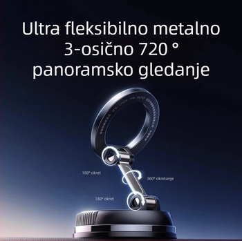 Magnetski držač mobitela u automobilu, sklopivi, rotirajući, ultra stabilan, s vakuumskim pričvršćivanjem