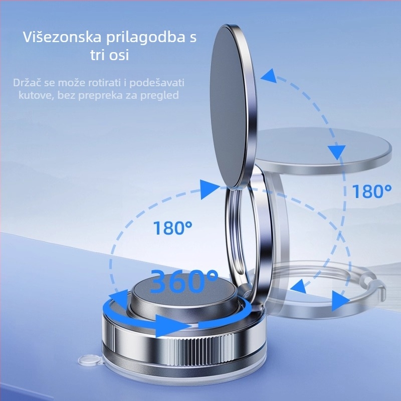 Auto držač za telefon s vakuumskim usisavanjem i magnetskim držanjem, universalna kompatibilnost, pričvršćivanje pomoću usisne čašice