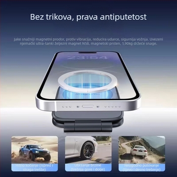 Magnetski sklopivi držač za telefon u autu s ljepilnim držačem na ploči instrumenta — univerzalna kompatibilnost