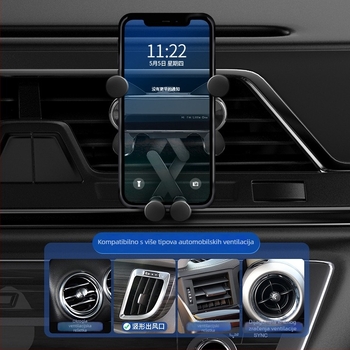 Držač za mobitel u automobilu na otvor zraka, 360° rotacija, stabilan držač navigacije