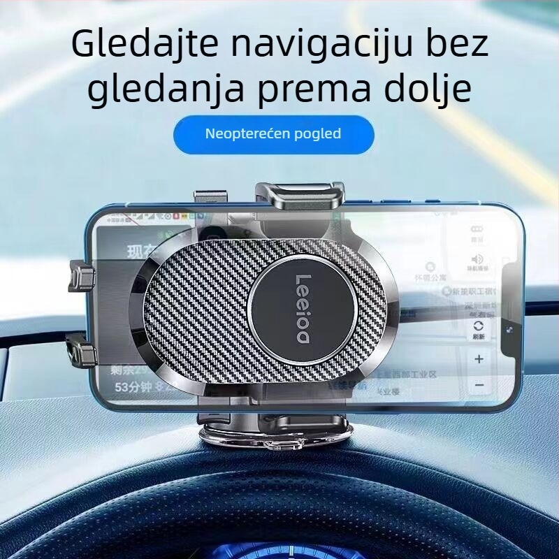 Držač za mobitel u automobilu za navigaciju, univerzalna kompatibilnost, vakuumski nosač, 360° rotacija, montaža na ploču instrument tablice