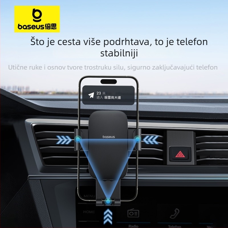 Držač za telefon u autu s gravitacijskim pričvršćivanjem na otvor za ventiaciju, univerzalan za većinu vozila, podrška GPS navigaciji
