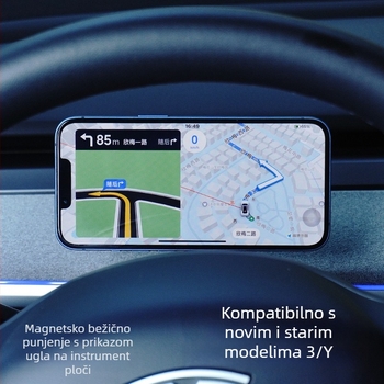 Tesla Model 3/Y magnetski bežični držač za telefon s ljepilom za montažu na instrument ploči, 15W bežično punjenje