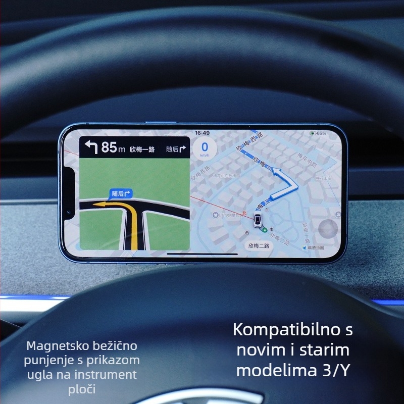 Tesla Model 3/Y magnetski bežični držač za telefon s ljepilom za montažu na instrument ploči, 15W bežično punjenje