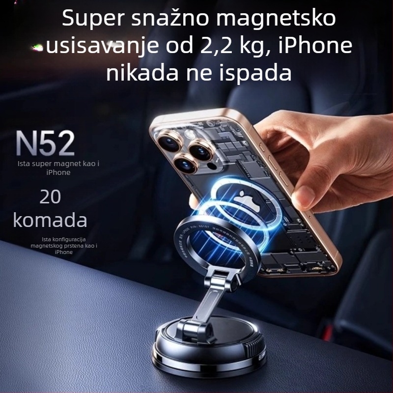 Univerzalni magnetski držač za telefon u automobilu, s vakuumskim pričvršćivanjem na vjetrobransko staklo, za navigaciju GPS
