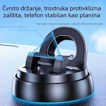Držač za telefon s rotacijom od 360° za ploču automobila, silikon anti-slip usisna podloga, gravitacijsko pričvršćivanje, univerzalno za auto