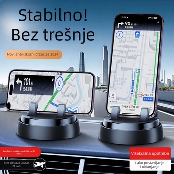 Držač za telefon s rotacijom od 360° za ploču automobila, silikon anti-slip usisna podloga, gravitacijsko pričvršćivanje, univerzalno za auto