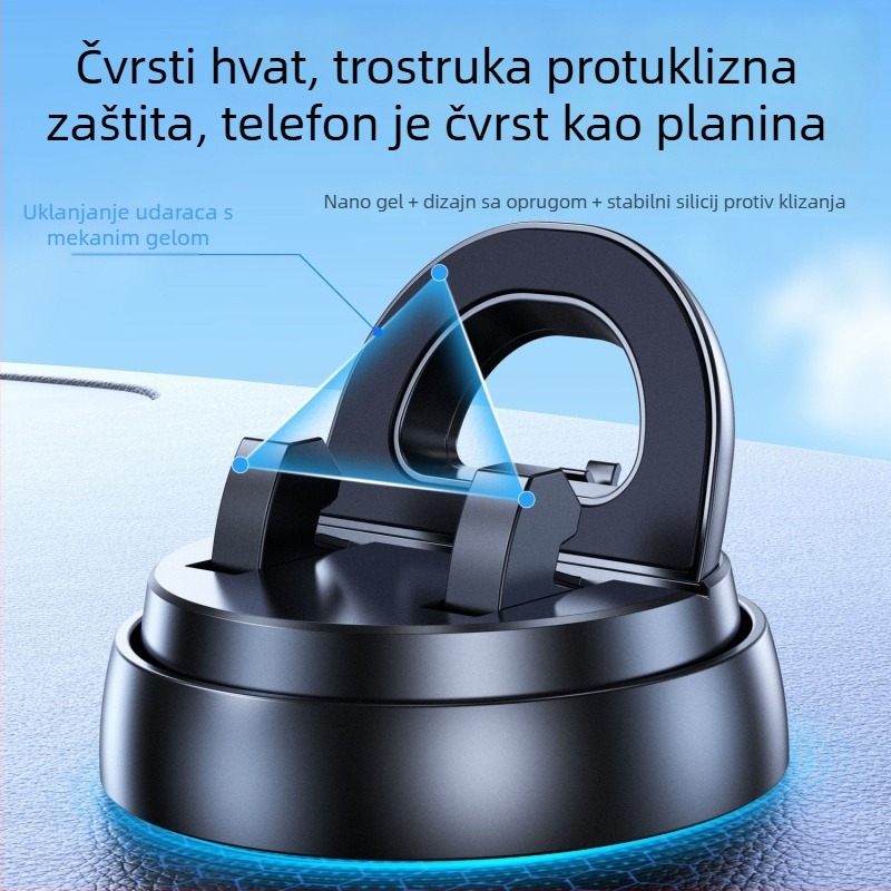 Držač za telefon s rotacijom od 360° za ploču automobila, silikon anti-slip usisna podloga, gravitacijsko pričvršćivanje, univerzalno za auto