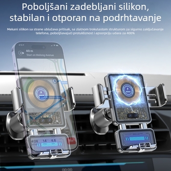 Nova držač za telefon u automobilu s bežičnim magnetnim punjenjem i senzorom, 66W brzo punjenje