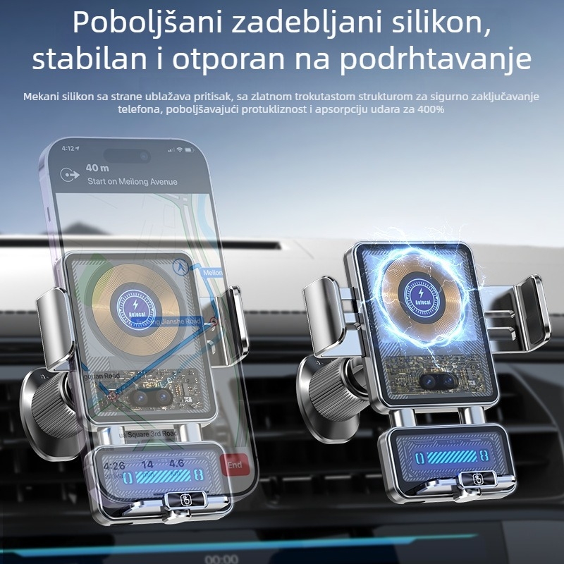 Nova držač za telefon u automobilu s bežičnim magnetnim punjenjem i senzorom, 66W brzo punjenje