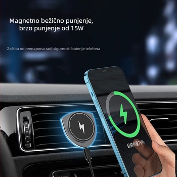 Auto nosač za bežično punjenje - 360° rotacija, magnetsko punjenje, 15W, nosač na zračnom otvoru, univerzalna kompatibilnost