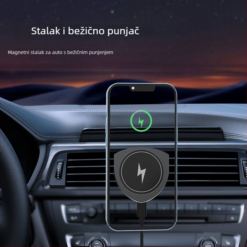 Auto nosač za bežično punjenje - 360° rotacija, magnetsko punjenje, 15W, nosač na zračnom otvoru, univerzalna kompatibilnost