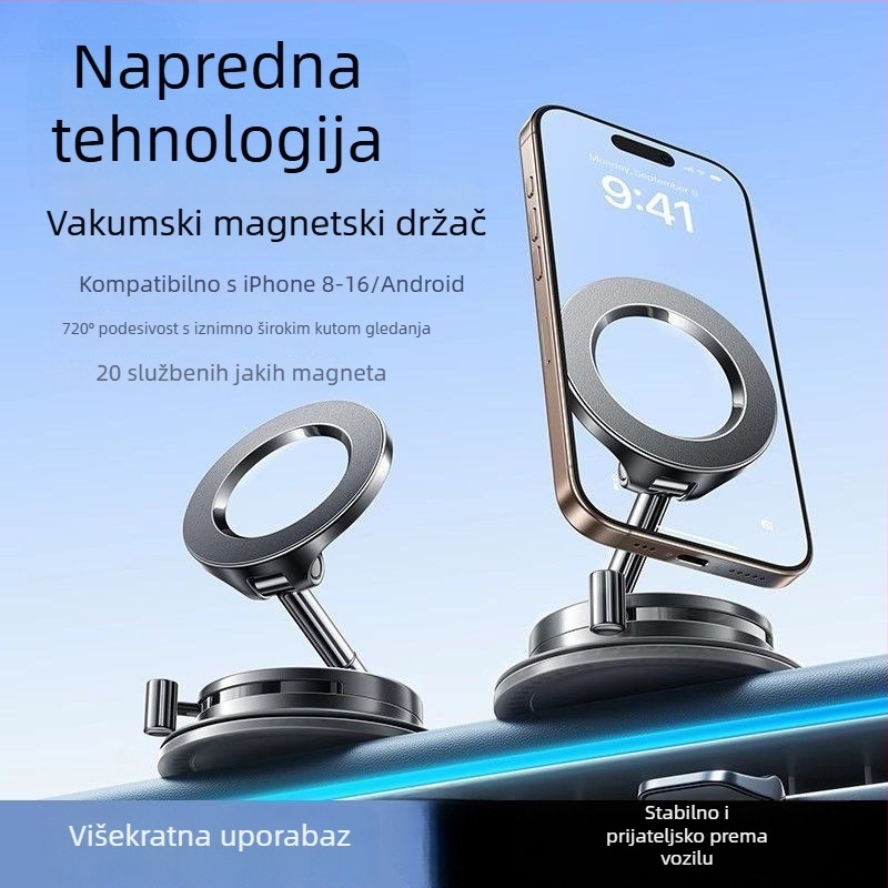 Magnetni držač za mobitel u autu s vakuumom – univerzalni nosač za vjetrobransko staklo za navigaciju u vozilu