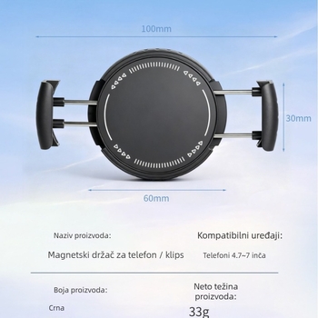 Coolred magnetski držač telefona za auto s vakuumskim usisavanjem, magnetsko postavljanje, univerzalna kompatibilnost, minimalistički stil