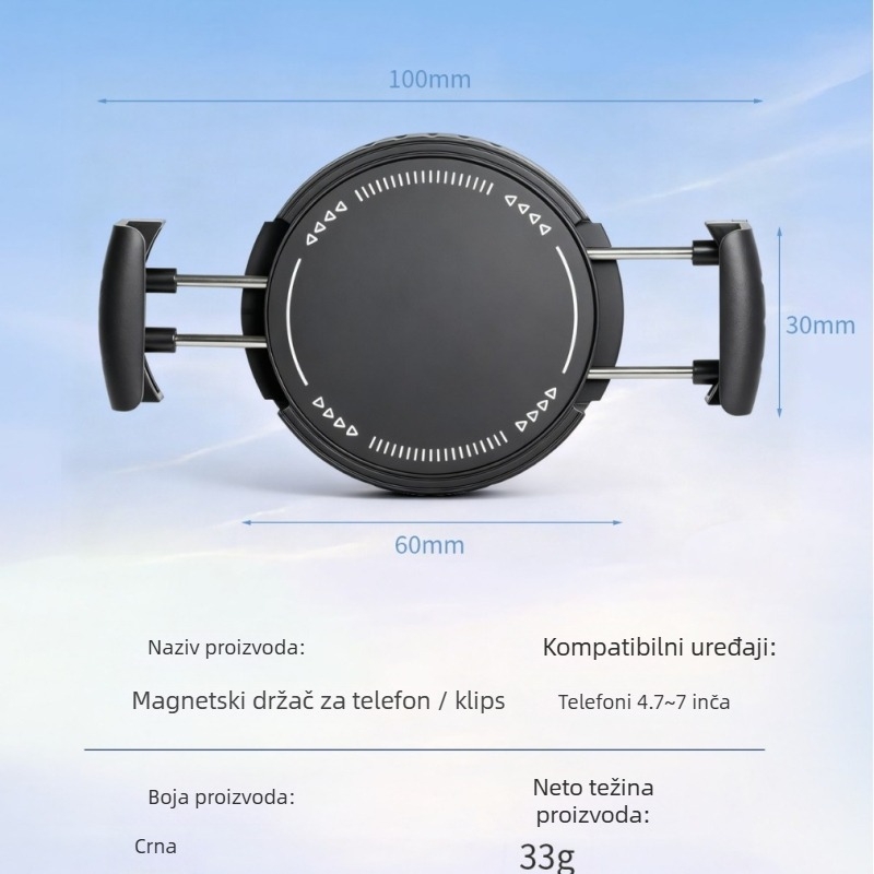 Coolred magnetski držač telefona za auto s vakuumskim usisavanjem, magnetsko postavljanje, univerzalna kompatibilnost, minimalistički stil
