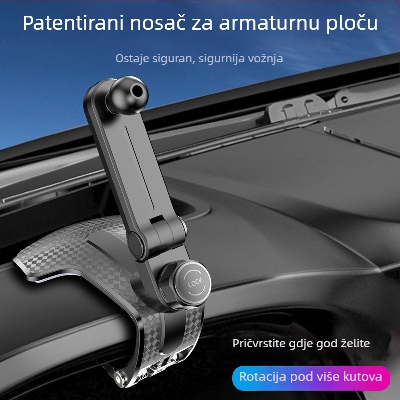 YBT01 Držač za telefon u automobilu, univerzalni klip s krokodilom za središnju konzolu i ploču instrument tablice