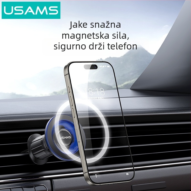 Youshengshi Auto magnetski držač za telefon s nosačem na ventilaciju, bežično punjenje, električno stezanje, univerzalna kompatibilnost s pločom instrument ploče