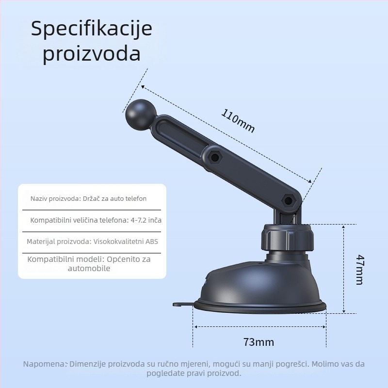 Držač za telefon u automobilu s usisnim držačem, univerzalno, minimalistički stil, prilagodljiv, Kaffeb