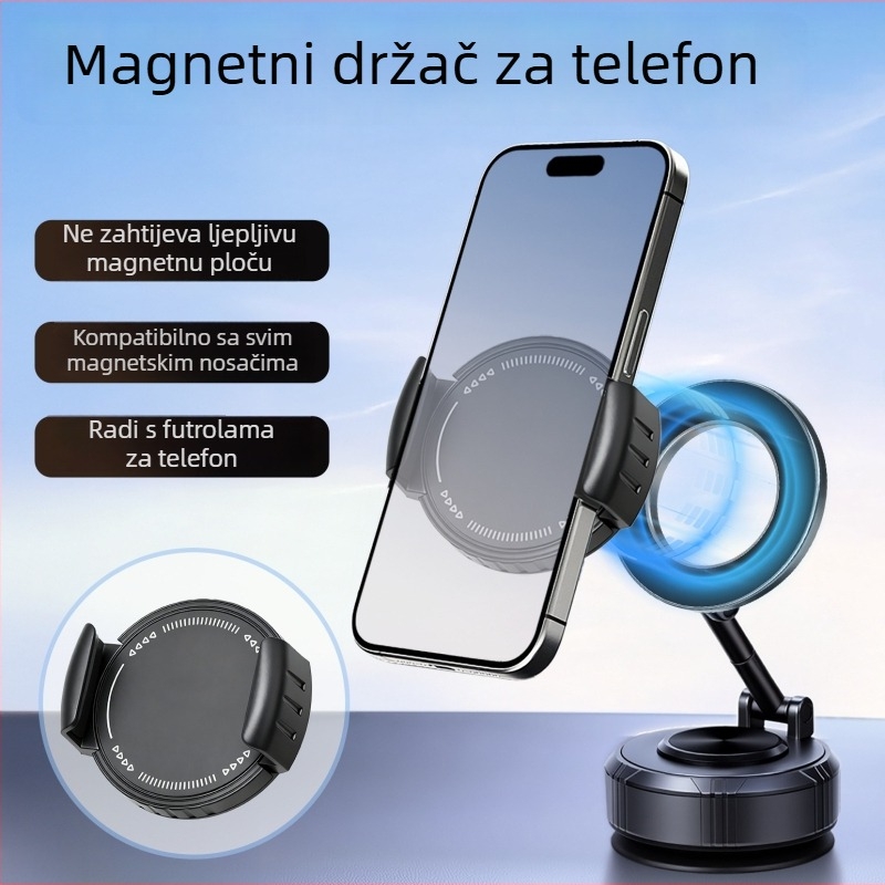 Univerzalni magnetski držač za mobitel u automobilu s bežičnim punjenjem 15W, Snap-On montaža na otvor zraka