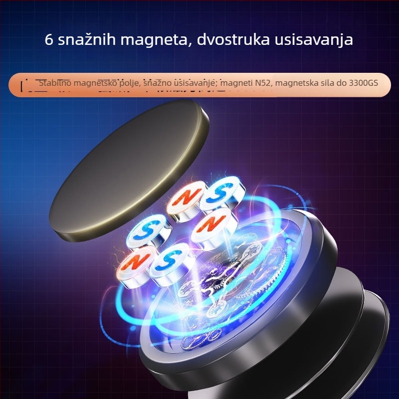 Držač za telefon u autu za navigaciju s nultom gravitacijom – ljepilo za montažu, aluminijska legura, magnetski držač za volan