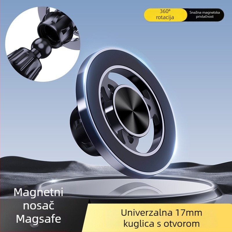 MagSafe držač za mobitel u autu, magnetsko pričvršćivanje, 360° rotacija, montaža na zračni otvor, univerzalna kompatibilnost