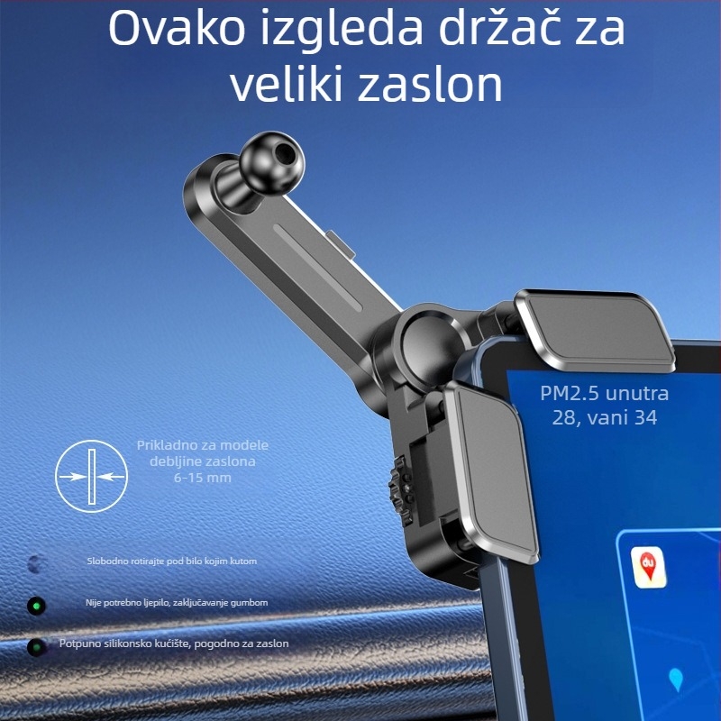 DP02 Novi model 2025: Držač za telefon u automobilu s velikim zaslonom i klipsom za ploču instrument tabli