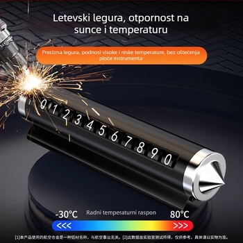 Auto alat nužde, metalno tijelo, model Tchmpai-001, razbijač stakla i ukras ploče s brojem telefona