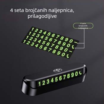 Sjajna privremena pločica za parkiranje s držačem broja telefona, tip pritiska, plastična, mogućnost prilagodbe, podržava privatne marke