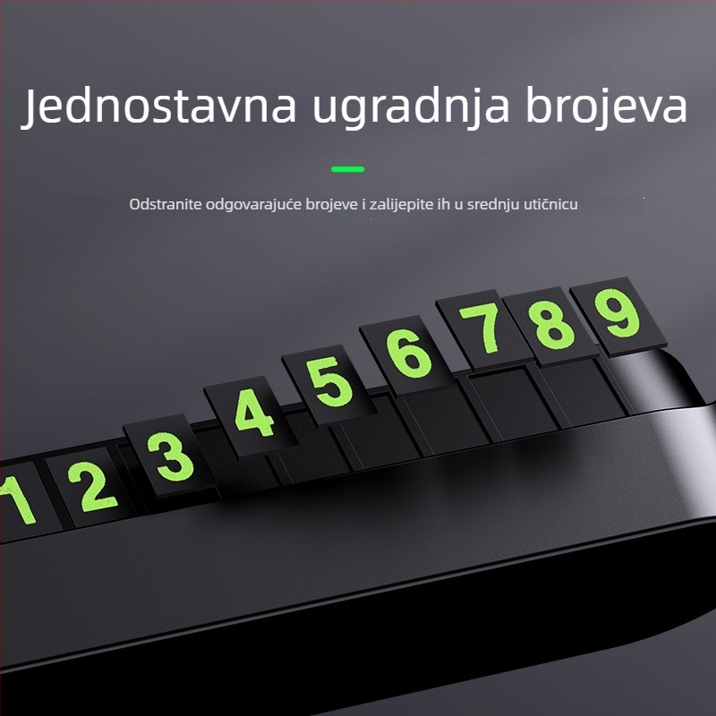 Sjajna privremena pločica za parkiranje s držačem broja telefona, tip pritiska, plastična, mogućnost prilagodbe, podržava privatne marke