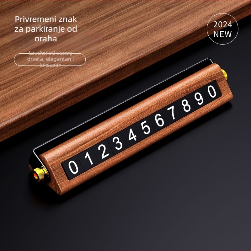 Drveni skriveni znak za parkiranje C-01 s digitalnim pomičnim brojem, JUNYI, moguć ispis logotipa