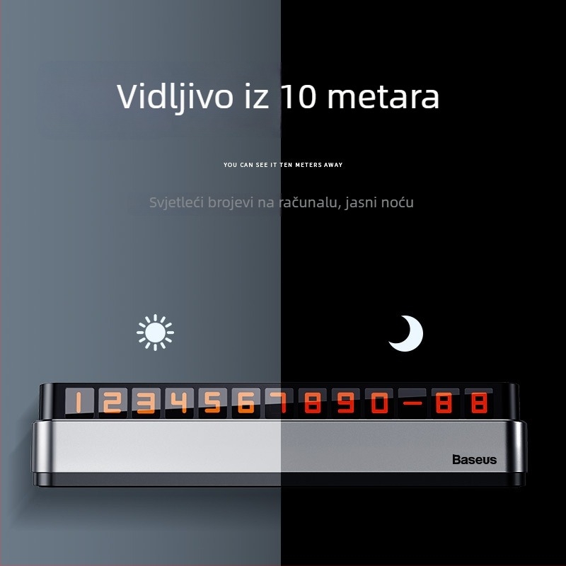Baseus privremena pločica za parkiranje s LED svjetlom, metalno kućište, model Moonlight Treasure Box, mogućnost loga