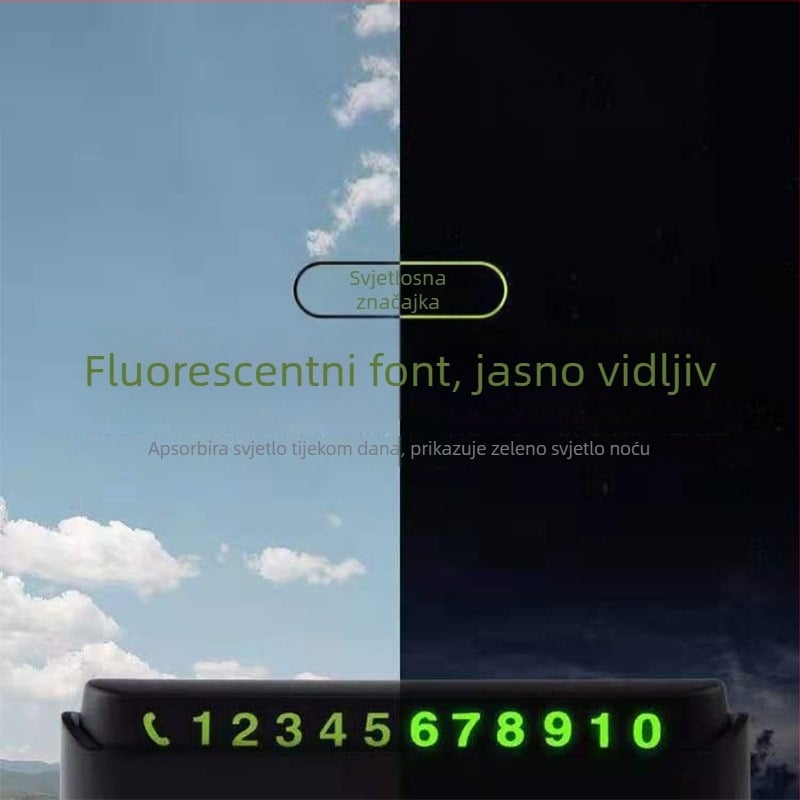 Skrita pločica s brojem telefona za automobil, kartica za parkiranje 7-u-1, materijal: plastika, model: STOP znak, tiskanje logotipa dostupno